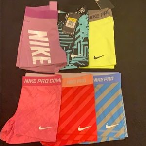 Lot of 6 Nike compression shorts size small